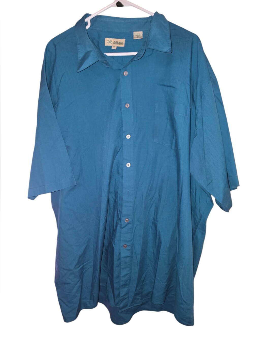 6/11/18. Mens Haband Teal Short-Sleeve Button-Down Shirt